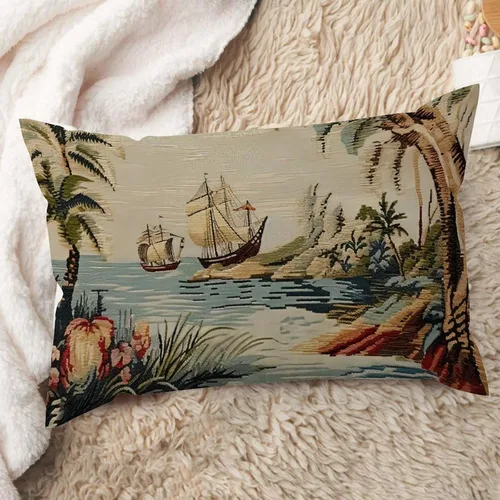 Miniatura 43 de ArogGeld Funda de cojín lumbar asiática de estilo chinoiserie, de lino marrón, pájaro y flor, funda de almohada asiática para sala de estar, A-6