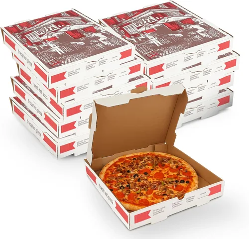 Miniatura 9 de MT Products Kraft - Caja de pizza de 10 x 10 x 1.75 pulgadas, cajas pequeñas de cartón corrugado B para pizza (paquete de 10) – Fabricado