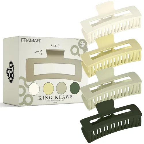 Miniatura 10 de FRAMAR - Pinzas grandes de garra para cabello grueso – Pinza grande para cabello grueso, pinzas grandes para mujeres, pinzas de garra para mujeres