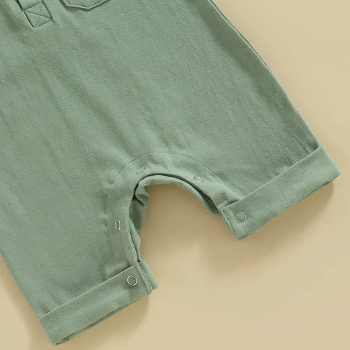 Miniatura 7 de Mubineo Mameluco de manga corta para bebé, niño, niña, verano, otoño, básico, liso, con botones