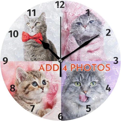 Miniatura 16 de Naanle Reloj de pared redondo con diseño de gato con pintura al óleo, Van Gogh, silencioso, sin tictac, funciona con pilas, para decoración