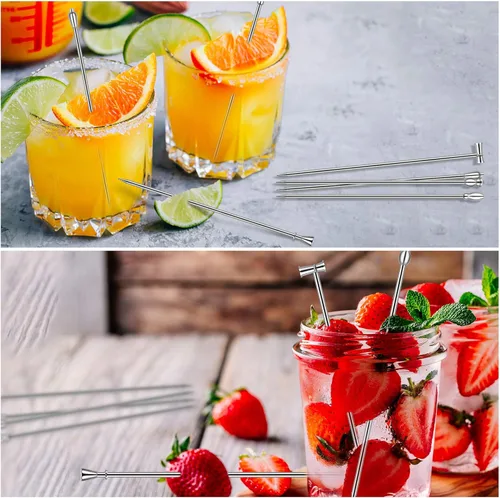 Miniatura 3 de Palillos de cóctel 20 piezas palillos de dientes de acero inoxidable reutilizables Martini oliva para bar, barbacoa, fruta sangrienta Mary bebida