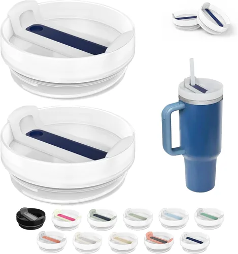 Miniatura 10 de Tapa de Vaso de 40 OZ Compatible con Stanley Quencher, Paquete de 2 Tapas de Vaso de Acero Inoxidable a Prueba de Derrames y Resistentes a