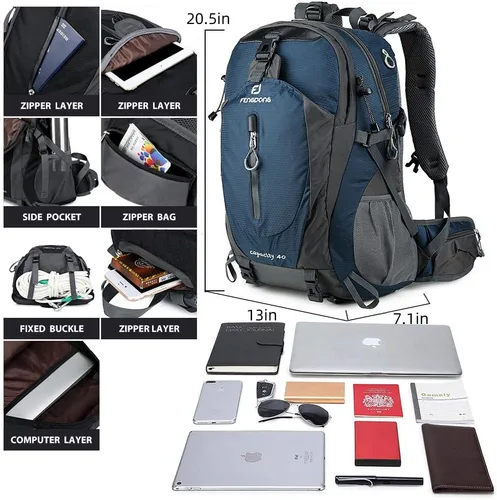 Miniatura 2 de Fengdong Mochila de viaje impermeable y ligera para senderismo, acampadas, de 40 L, para hombres y mujeres a3-Verde