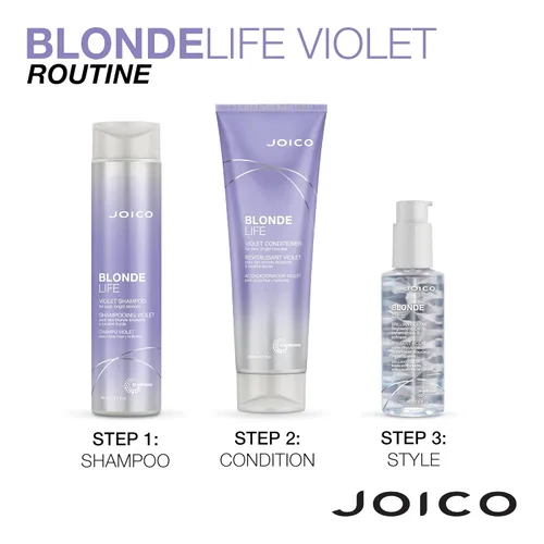 Miniatura 7 de Joico Blonde Life - Juego de champú y acondicionador violeta Para cabello rubio fresco y brillante Neutraliza los tonos cobrizos Desterrar