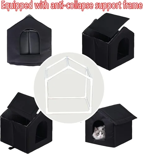 Miniatura 2 de Casas para gatos al aire libre, casa resistente a la intemperie para gatos salvajes, refugio cálido y estable para gatos callejeros en invierno