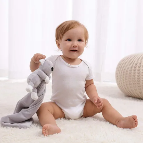 Miniatura 5 de Apricot Lamb Manta de seguridad de animales de peluche, koala gris, manta de personaje de cuarto de bebé, felpa de lujo para acurrucarse (koala gris)
