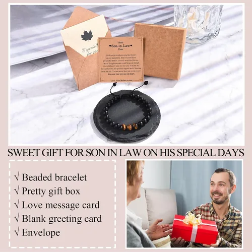 Miniatura 6 de Regalos para hombres, adolescentes, niños, pulseras de cuentas, regalos para yerno, hermano, suegro, cuñado, tío, amigo, novio, abuelo, padre, hijo