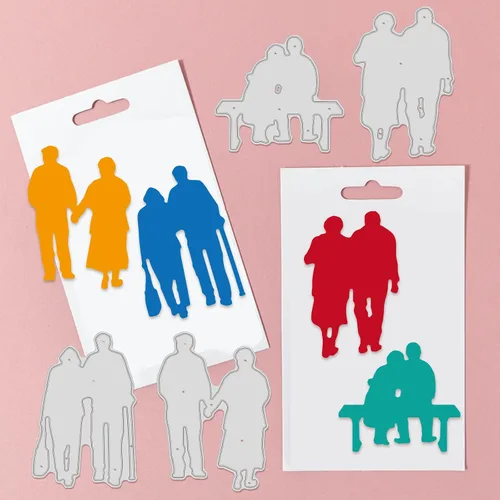 Miniatura 2 de GLOBLELAND Plantillas de estampado en relieve para pareja de ancianos, para el Día de la Madre, Día del Padre, decoración de tarjetas de bricolaje