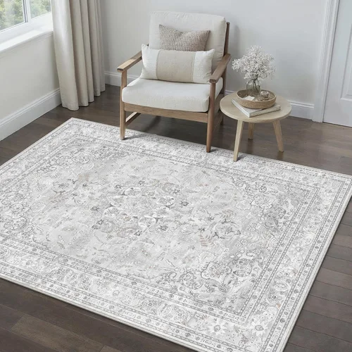 Miniatura 54 de PureCozy Alfombra de área beige de 2 x 3 pulgadas, lavable, vintage, pequeña, para entrada, cocina, suave, retro, floral, de pelo bajo, tapete