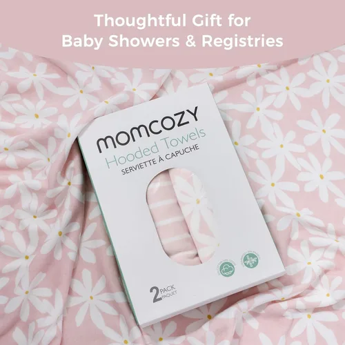 Miniatura 4 de Momcozy Toalla de bebé con capucha, ultra suave y absorbente, juego de toallas de baño grandes para mayor comodidad y suavidad en la piel del bebé