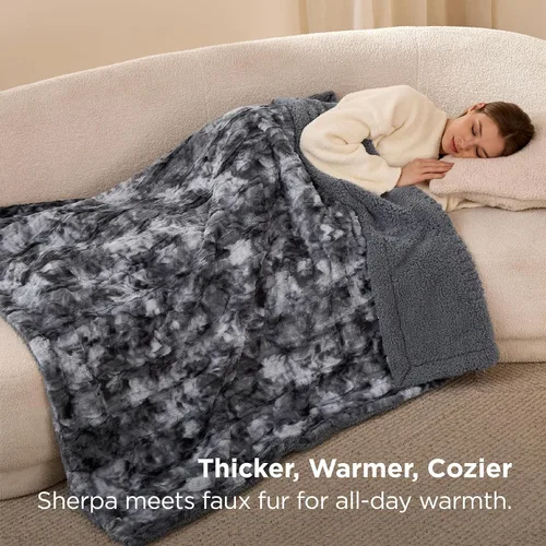 Miniatura 4 de Bedsure GentleSoft Manta Mullida de Sherpa - Manta de Forro Polar Cálida y Acogedora para Regalo de Mujer, Manta de Navidad de Felpa y Piel
