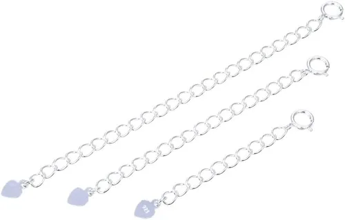 Miniatura 8 de Adabele SS302-2 - 1 extensión de cadena de plata de ley chapada en oro amarillo real, lindo corazón caída, fuerte, extraíble, ajustable, de 2