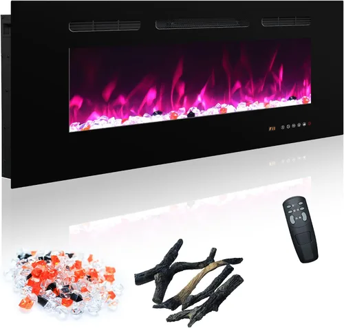 Miniatura 10 de Chimenea eléctrica de 48 pulgadas para empotrar y colocar en la pared, insertos de chimenea eléctrica con control remoto y pantalla táctil, 169