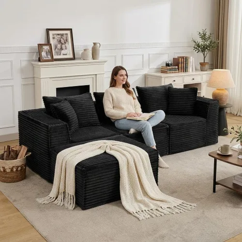 Sofá modular modular de 107 pulgadas, moderno sofá seccional Cloud con asiento profundo, sofá deshuesado en forma de L con diván para sala de estar,