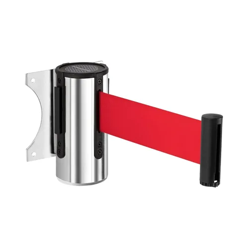 Miniatura 20 de DuraSteel Barrera retráctil para cinturón de control de multitudes de montaje en pared, cinturón de barrera retráctil negro de 9.2 pies, barreras