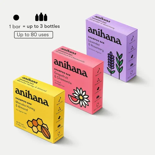 Miniatura 9 de ANIHANA Barra de champú para cabello fino y graso que da volumen al cabello y cuerpo aspecto saludable natural y brillo sin parabenos, lavanda