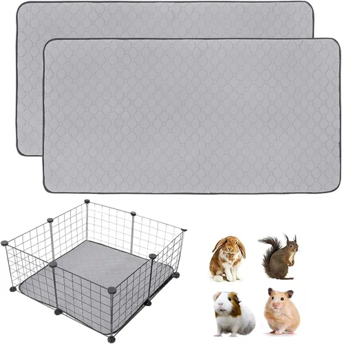 Miniatura 25 de Paquete de 2 forros para jaula de cobayas LWYMX, 24'' X 48'', almohadillas lavables para orina de cobayas, alfombrilla antideslizante reutilizable