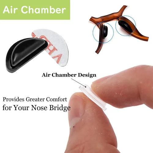 Miniatura 4 de SAIGO 12 pares de almohadillas adhesivas de silicona suave antideslizantes para la nariz, cámara de aire, cojines de aire para lentes, gafas de sol