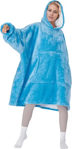 Miniatura 18 de Tirrinia Sudadera Manta de Gran Tamaño con Capucha, Mantas Sherpa Esponjosas Vestibles, Manta Sudadera Reversible y Acogedora, Regalo para Adultos #