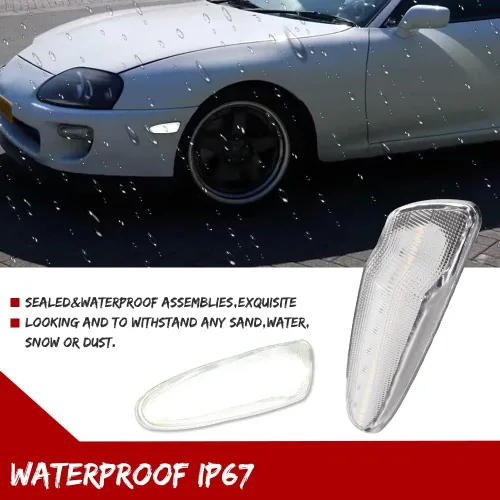 Miniatura 6 de Lámpara LED blanca de lente transparente compatible con Toyota SUPRA MK.4 1997 1998 y Toyota Celica 2000-2005 Luz de marcador lateral de Lente