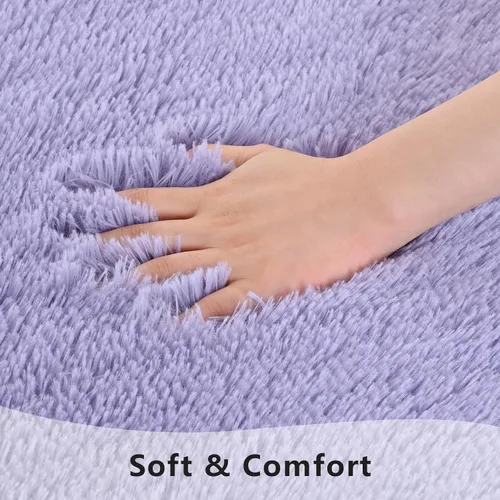 Miniatura 4 de Alfombras de pasillo color lavanda para dormitorio, sala de estar, 2 x 6 pies, alfombras de noche esponjosas, alfombra suave y lanuda para A-Violeta