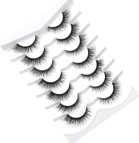 Miniatura 244 de Pooplunch - Pestañas postizas finas de visón sintético, estilo ojo de gato, naturales, cruzadas, tipo racimo, efecto 8D de volumen, tiras