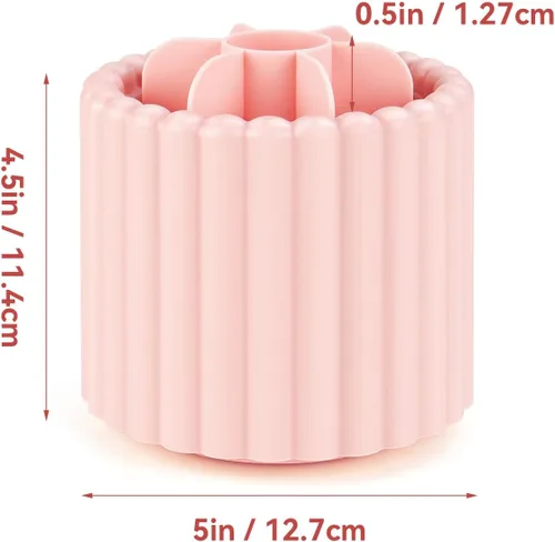 Miniatura 3 de yuntop Paquete de 1 organizador de brochas de maquillaje giratorio de 360°, soporte para brochas de maquillaje de 7 ranuras para tocador, tocador