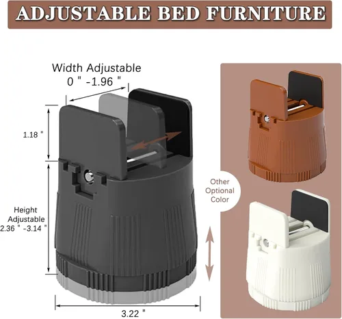 Miniatura 2 de Elevadores de cama resistentes, elevadores de muebles con abrazadera de tornillo ajustable que soporta 1,000 libras, elevación de 2.36 a 3.15