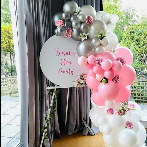 Miniatura 5 de Globos de látex color plateado, rosa y blanco, paquete de 50 globos metálicos de confeti plateado de 12 pulgadas para niñas, baby shower, Globos