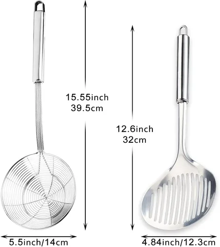 Miniatura 2 de Utensilios de cocina de acero inoxidable, espátula ranurada para pescado, cuchara, colador, filtro de agua, cucharón, cucharón, colador de araña
