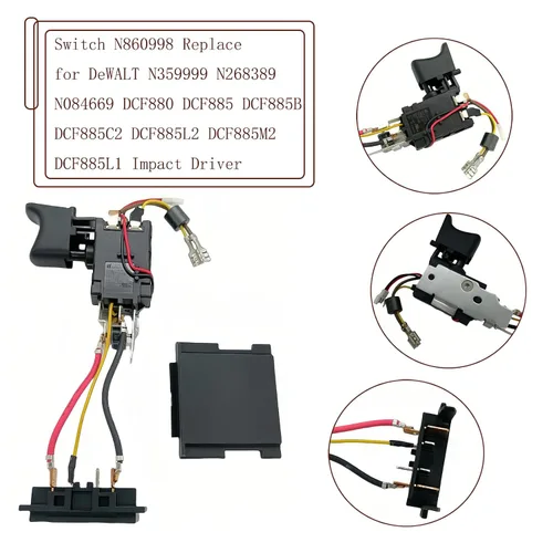 Miniatura 6 de N860998 N359999 N268389 N084669 KIMGU Interruptor Reemplazo para DeWALT DCF880 DCF885 DCF885B DCF885C2 DCF885L2 DCF885M2 DCF885L1 Impact Driver