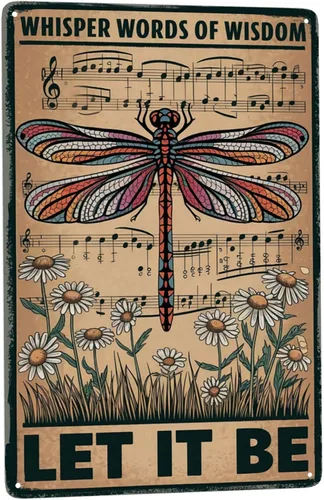 Letrero de metal vintage con texto en inglés «Let It Be» de «Let It Be», arte de pared retro con citas inspiradoras para decoración bohemia de