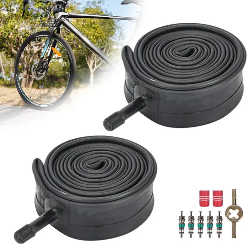 Miniatura 7 de RUTU 27 tubos para neumáticos de bicicleta de 1 3/8 (tubo de 700 x 35-40), tubo interior de 27 x 1.3/8 con válvula Schrader de 1.260 in y accesorios