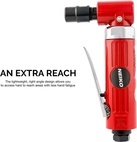 Miniatura 2 de NEIKO Amoladora neumática en ángulo recto 30060A de 1/4 de pulgada, 20,000 RPM, consumo de 4 CFM, escape trasero, empuñadura de pistola
