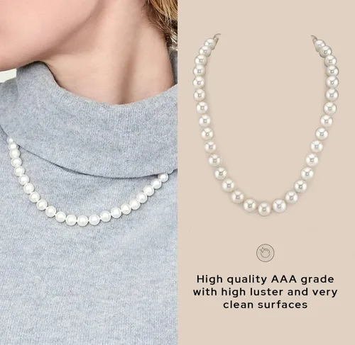 Miniatura 5 de The Pearl Source Akoya - Collar de perlas japonesas blancas para mujer, collar de perlas de oro de 14 quilates, collar de perlas de 18 pulgadas