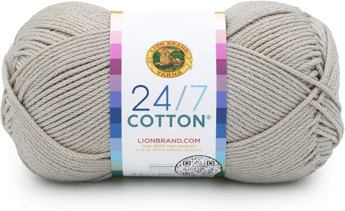 Miniatura 136 de Lion Brand Yarn, Hilo ligero mercerizado de algodón 24/7 para tejer, ganchillo y manualidades, Almirante, 1 paquete, 185 yardas de fibra natural