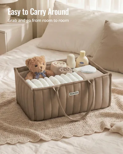 Miniatura 5 de Blissful Diary Organizador de Caddy de Pañales para Bebé, elegante cesta de almacenamiento para artículos esenciales para recién nacidos y estación
