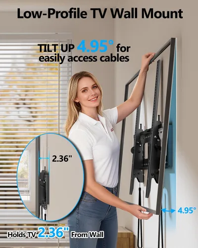 Miniatura 7 de FORGING MOUNT Soporte de pared de TV inclinable resistente para televisores grandes de 47 a 120 pulgadas, soporte de TV de perfil bajo