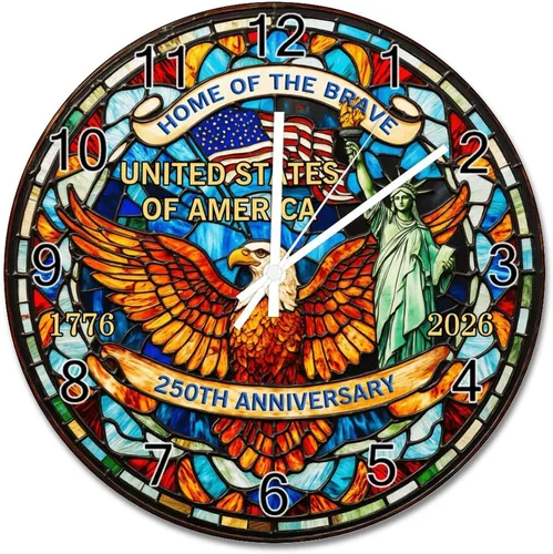 Miniatura 28 de ArogGeld 1776-2026 of Freedom Wall Clocks Battery Operated 10 Inch Silent 250 Anniversary USA American Patriotic Desk Clock Wall Art Farmhouse Home