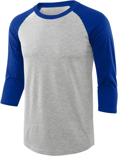 Miniatura 8 de Camisetas de béisbol deportivas básicas de algodón suave de manga larga raglán 3/4 para hombre
