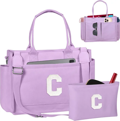Miniatura 25 de Easter Basket Stuffers, Initial Tote Bag with Makeup Bag, Birthday Gifts for Women, Teen Girl Gifts Trendy Stuff