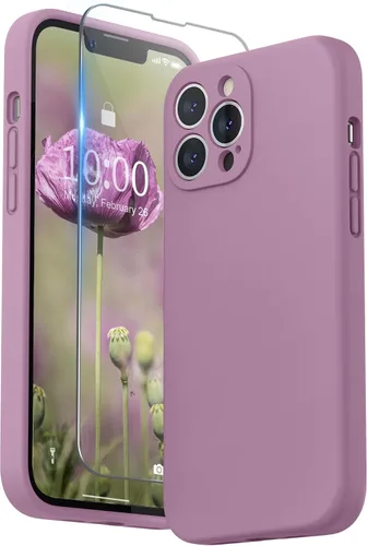 Miniatura 18 de SURPHY Funda compatible con iPhone 13 Pro Max con protector de pantalla, (protección de cámara + forro de microfibra suave), funda de silicona Negro
