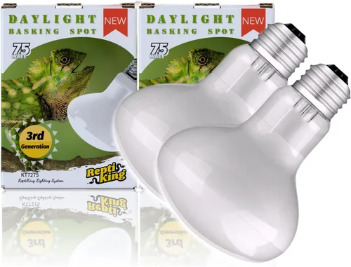 Lámpara de bombilla de calor para reptiles, paquete de 2 focos de luz diurna de 75 W, bombilla de dragón barbudo/tortuga/zardo/gecko, lámpara de