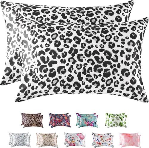 Miniatura 50 de MR&HM - Funda de almohada de satén 16- verde floral