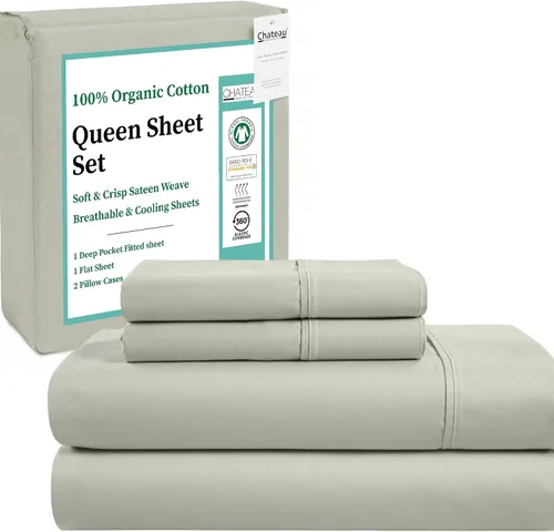 Miniatura 22 de Sábanas Twin XL 100% Algodón Para Cama Twin, Juegos de Sábanas Bajeras y Fundas de Almohada Totalmente Elásticas, Resistentes a la Decoloración