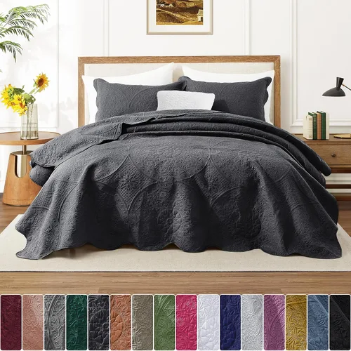 Miniatura 201 de MOONLIGHT20015 Edredón tamaño King (106 x 96 pulgadas) con 2 fundas de almohada (20 x 36 + 2 pulgadas) para todas las estaciones, juego de cama Azul