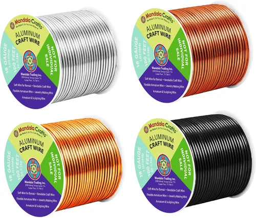 Miniatura 14 de Mandala Crafts - Alambre de aluminio anodizado de 8 calibre para hacer joyas - 9.75 m de alambre flexible negro colorido - Flexible para bonsái