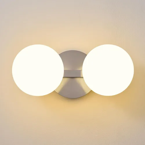 Miniatura 16 de Aplique de pared moderno de globo de vidrio: Luz de apliques esféricos dorados - Accesorio de luces de bola individual de latón pequeño para tocador