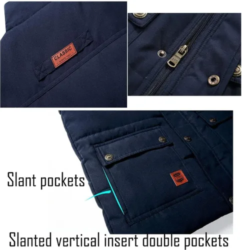 Miniatura 11 de Chaleco acolchado de invierno cálido para hombre, con forro polar grueso, sin mangas, chaqueta sin mangas